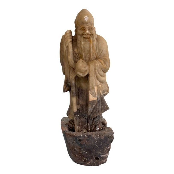 Other - Carved Soapstone Chinese Wise Man Figurine Asian Shou Lao God Of Longevity